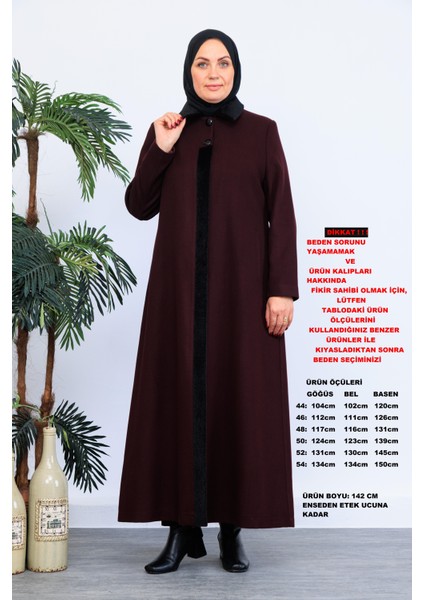 Kışlık Kaşe Kadın Pardesü Büyük Beden Anne Düğmeli 58019 modelleri