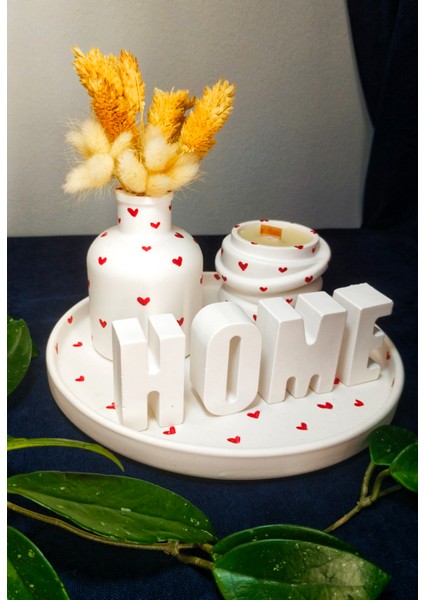 El Yapımı Home Temalı Seramik Dekor Seti – Kalpli Tasarım fiyatları