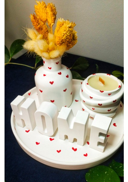 El Yapımı Home Temalı Seramik Dekor Seti – Kalpli Tasarım fırsatları