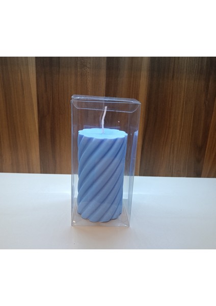 Kokulu Doğal 20CM-8CM Ebatlarda Mavi Renk Dekoratif Mum indirimleri
