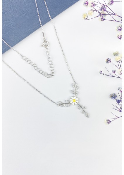 925 Ayar Gümüş Yaprak'lı Papatya Kolye ve Bileklik modelleri