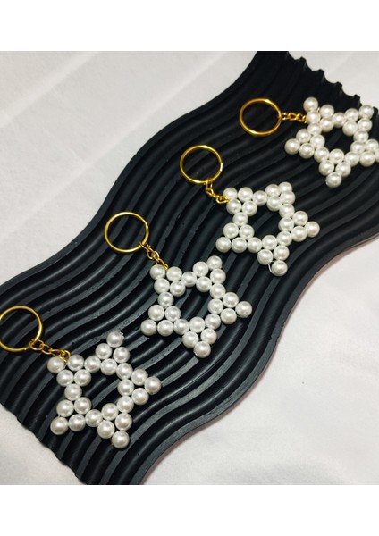 50 Adet Uzun Zincirli Inci Yıldız Anahtarlık-Yeni Doğan-Mevlid-Sünnet Hediyesi-Doğum Günü