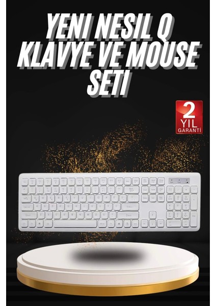 Klavye Mouse Seti Sessiz Kablosuz Türkçe Tv Pc Uyumlu