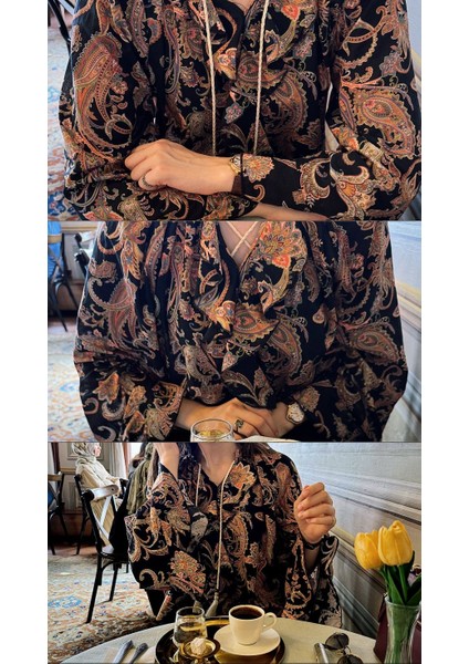 Etnik Desen Pamuk Vual Siyah Bluz fiyatları