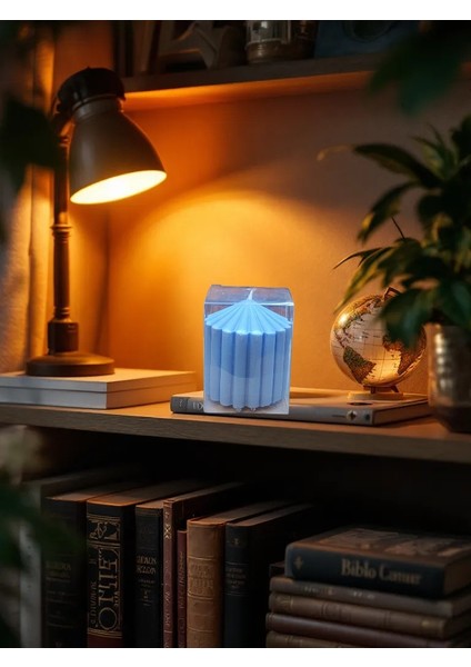 Kokulu Doğal 10CM-7CM Ebatlarda Mavi Renk Dekoratif Mum