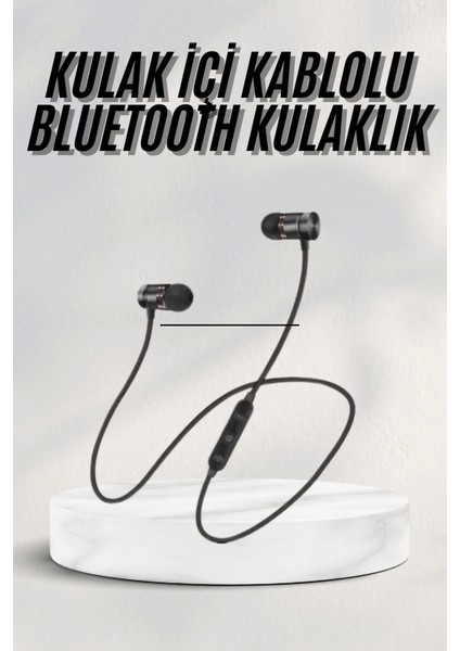 Sports Mıknatıslı Siyah Bluetooth Kulaklık Kablolu Uzun Pil Ömrü
