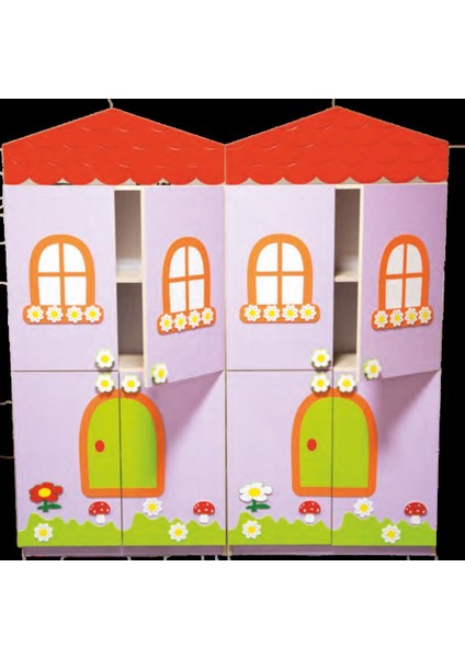 Çatılı Iki Katlı Ev Figürlü Vestiyer