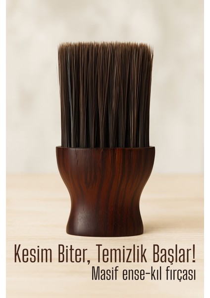 Berber Ense Fırçası Saç Temizleme Fırçası - Berber Temizlik Fırçası Masif Ahşap 722165