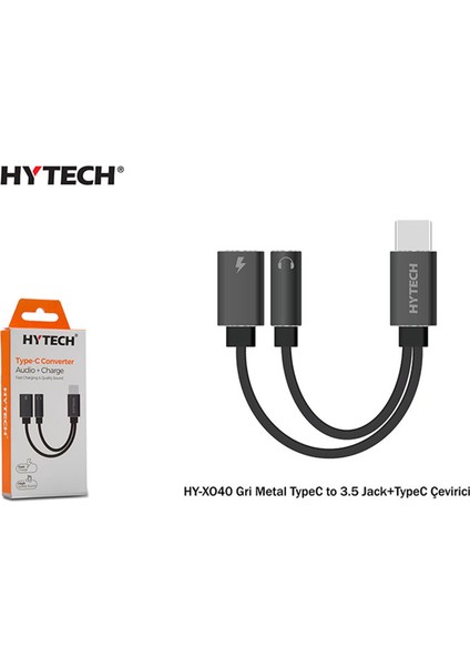 HY-XO40 Gri Metal Typec To 3.5 Jack+Typec Çevirici