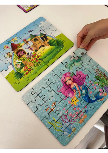 Ahşap Deniz Kızı ve Orman Gökkuşağı Mini Puzzle | 36PARÇA 4+Yaş 2 Li fiyatları