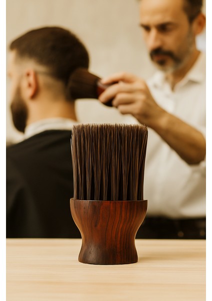 Berber Ense Fırçası Saç Temizleme Fırçası - Berber Temizlik Fırçası Masif Ahşap 722165