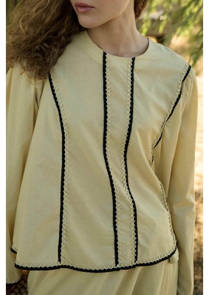 Şerit Işleme Detaylı Vual Butter Yellow Etekli Takım