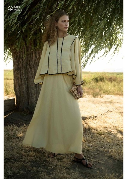 Şerit Işleme Detaylı Vual Butter Yellow Etekli Takım fiyatları