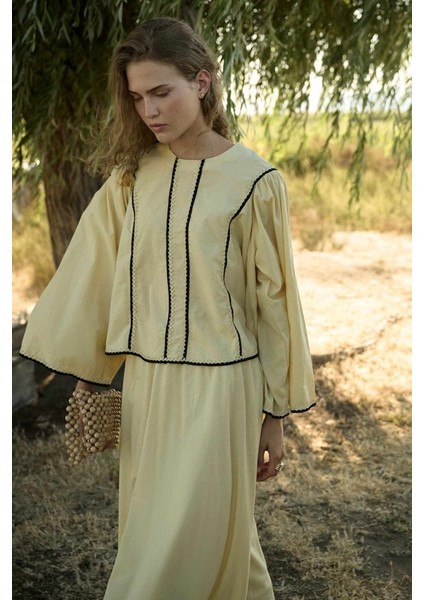 Şerit Işleme Detaylı Vual Butter Yellow Etekli Takım fırsatları