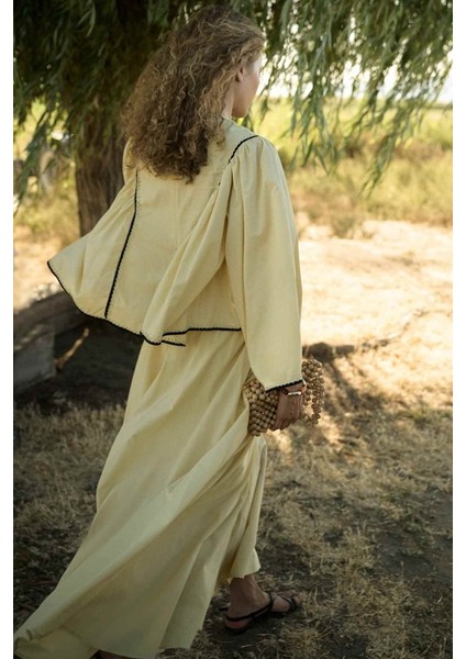 Şerit Işleme Detaylı Vual Butter Yellow Etekli Takım