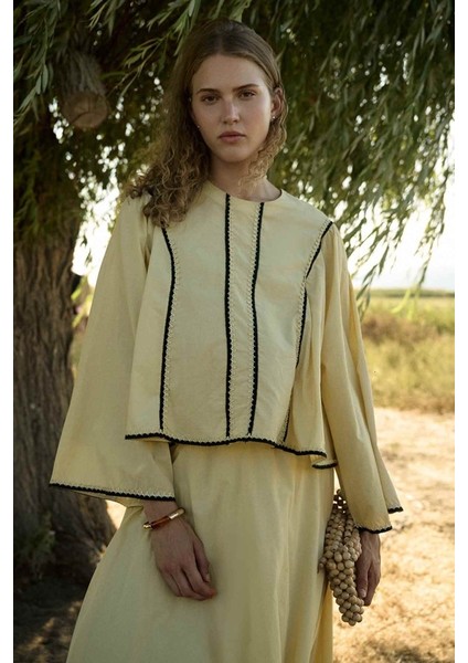 Şerit Işleme Detaylı Vual Butter Yellow Etekli Takım