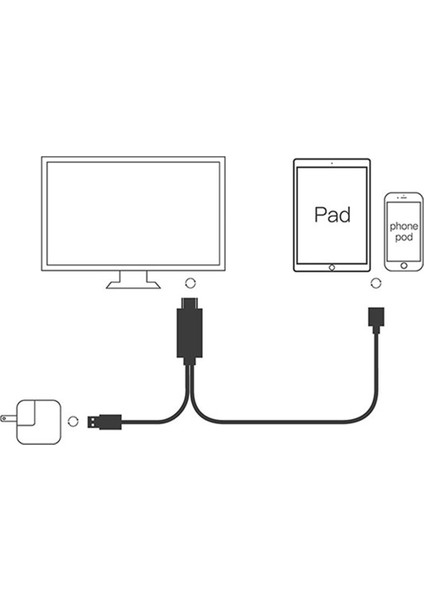HY-XO51 Siyah-Gri Usb-F To HDMI 1m Mobil Telefon Uyumlu K fiyatları