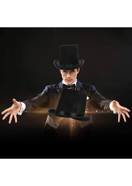 Yetişkinler Için Siyah Renk Ringmaster Sihirbaz Şapkası Silindir Şapka fiyatları