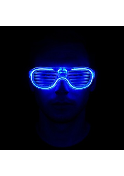 Mavi LED Işıklı Parti Gözlüğü - Neon Glow Şerit Gözlük 3 Modlu fiyatları