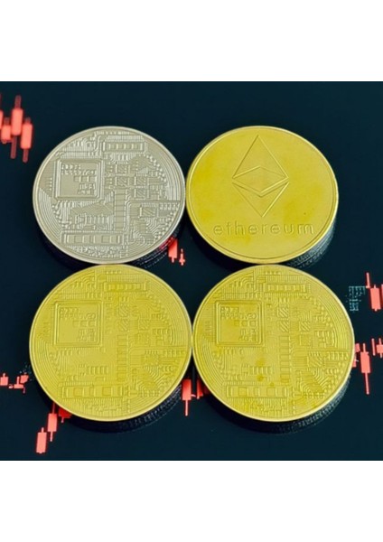 4 Adet 40 Mm. Çapında Metal Bitcoin ve Ethereum fiyatları