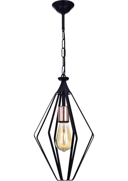 Füze Tekli Sarkıt Avize – Siyah, Bakır Detaylı Modern Metal Tasarım, Ayarlanabilir Zincirli |E27 fiyatları