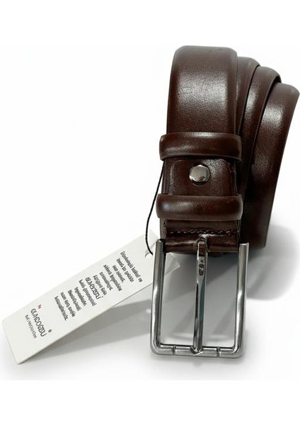 3.5 cm Klasik Fındık Kahve %100 Hakiki Deri Kemer