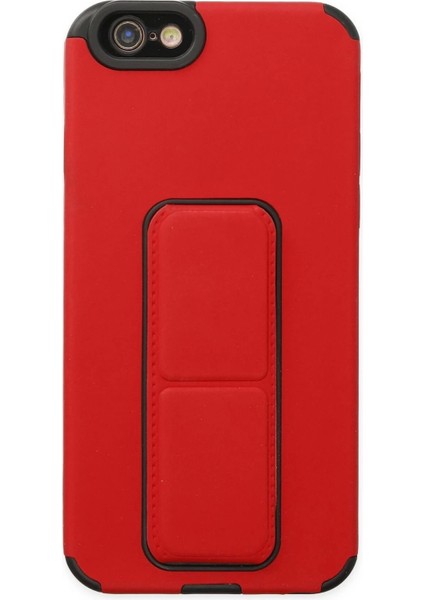 iPhone 6 Kılıf Mega Standlı Silikon - KIRMIZI-(5796)