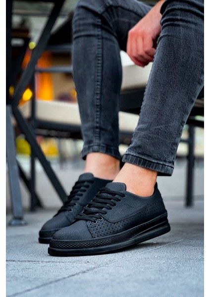 Cowien Premium Erkek Tarz Bağcıklı Sneaker Siyah