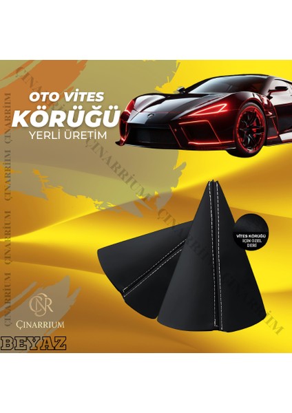 Proton Savvy Siyah Deri Özel Yeni Tasarım Beyaz Spor Dikiş Vites Körüğü indirimleri