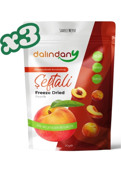 Freeze Dried Dondurularak Kurutulmuş Şeftali Dilimleri 20 Gram X3