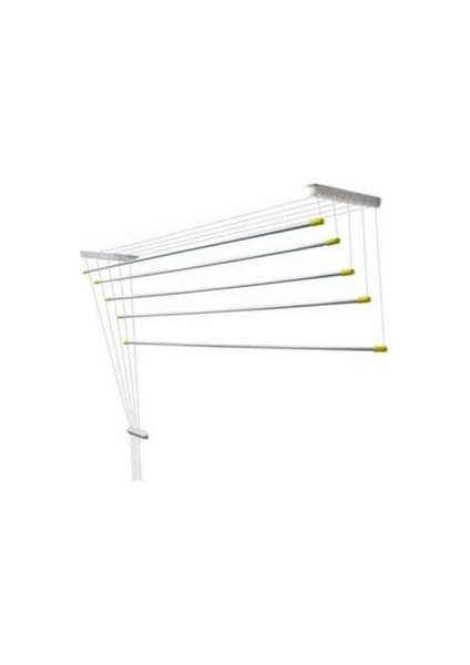 Asansörlü Çamaşır Kurutma Askısı 5 Çubuklu 200 cm Demir Boru Plastik Kaplama