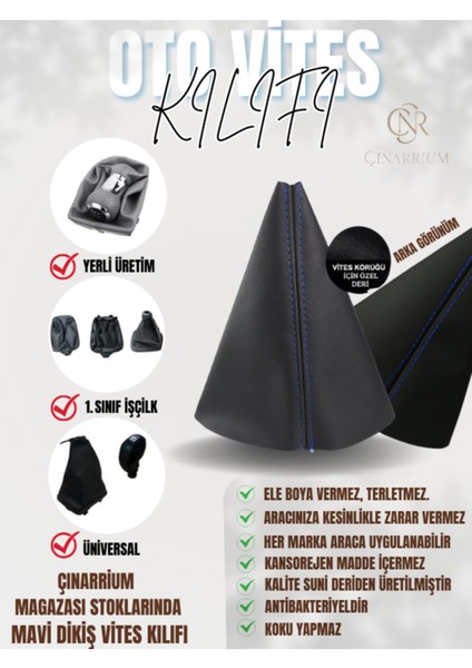 Opel Mokka Siyah Deri Özel Yeni Tasarım Mavi Spor Dikiş Vites Körüğü