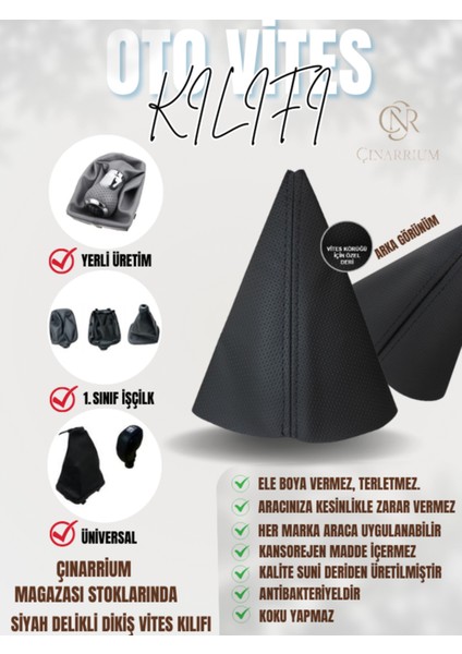 Volvo XC90 Siyah Nokta Desenli Deri Spor Dikiş Vites Körüğü