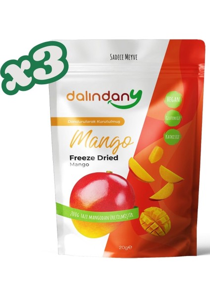 Freeze Dried Dondurularak Kurutulmuş Mango Dilimleri 20 Gram X3