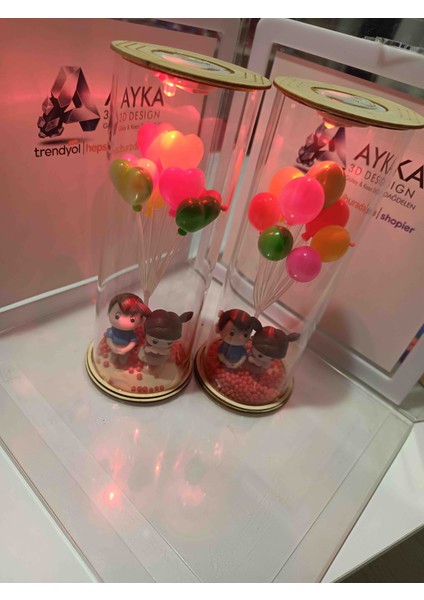 Kalpli Balon Temalı Işıklı Cam Dekoratif Eşya (7X18 Cm) fiyatları