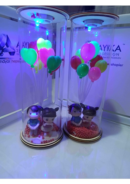 Kalpli Balon Temalı Işıklı Cam Dekoratif Eşya (7X18 Cm) indirimleri