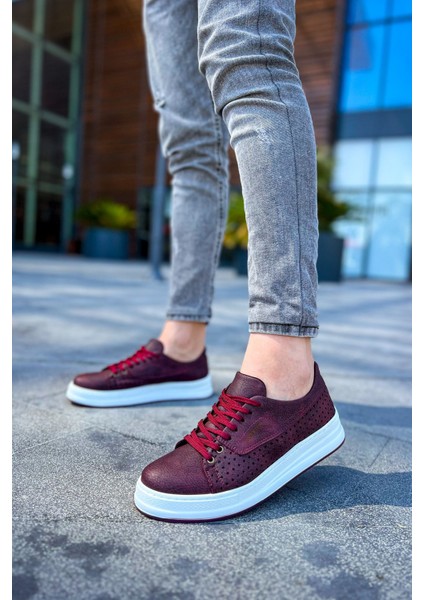 Cowien Premium Erkek Tarz Bağcıklı Sneaker Bordo