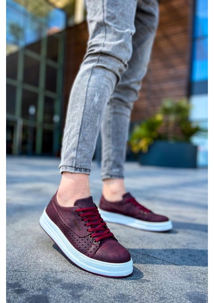 Cowien Premium Erkek Tarz Bağcıklı Sneaker Bordo fiyatları