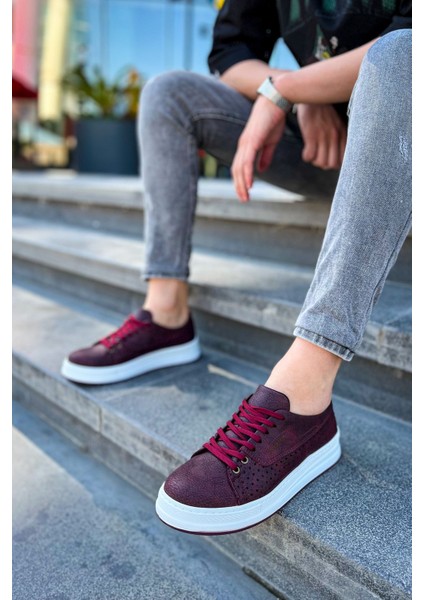 Cowien Premium Erkek Tarz Bağcıklı Sneaker Bordo modelleri