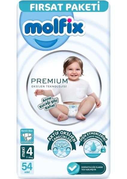 Molfix Premium Bebek Bezi Fırsat Paketi 4 Beden 7-14 kg 54 Adet