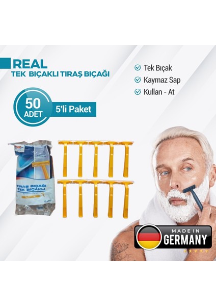 Tek Bıçaklı Tıraş Bıçağı 50 Adet 5 Paket