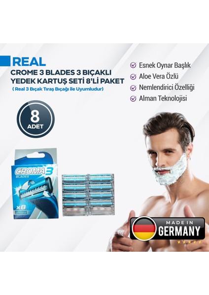 3 Bıçaklı Yedek Kartuş Seti 8 Adet