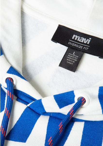 Mavi Baskılı Kapüşonlu Sweatshirt 0610121-620