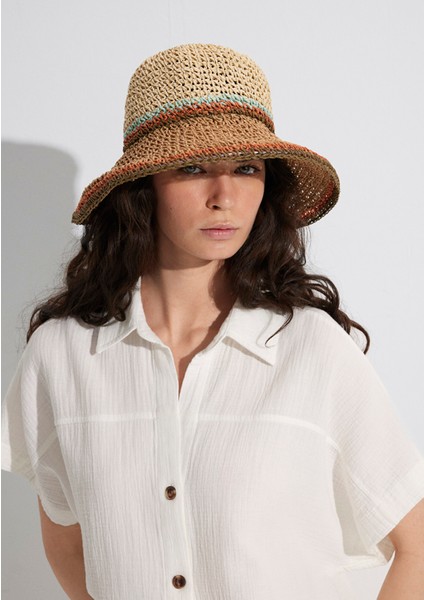 Bej Hasır Bucket Şapka 1910085-70202
