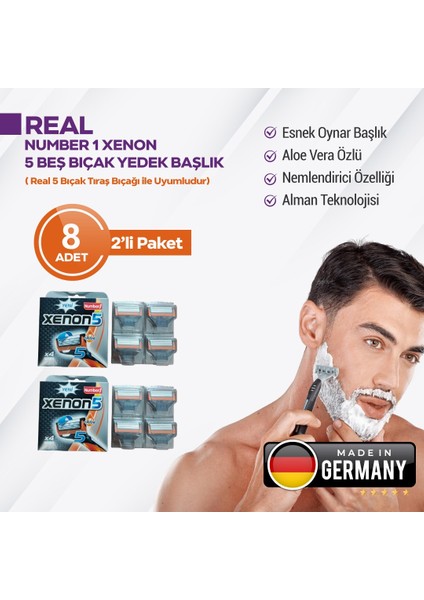 5 Bıçak Tıraş Bıçağı Yedek Kartuşu 8 Adet 2 Paket
