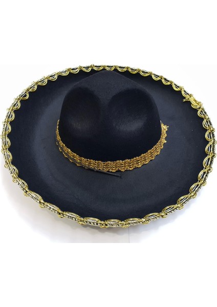 Altın Renk Şeritli Meksika Mariachi Latin Şapkası 55 cm Çocuk fiyatları