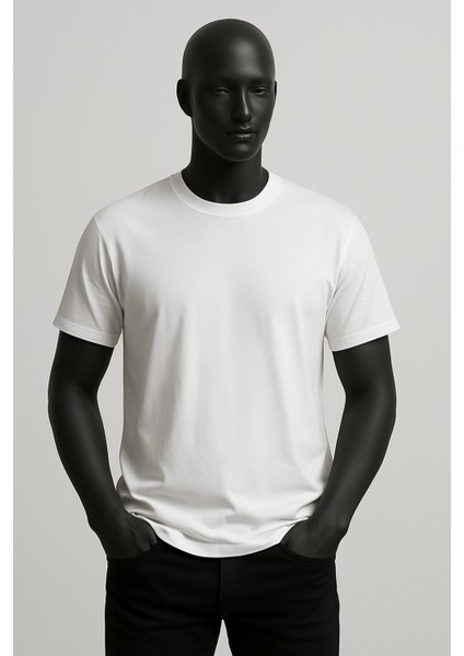 %100 Organik Pamuk Beyaz Tişört | Çift Kumaş Rahat Kalıp Günlük & Spor Kullanım modelleri