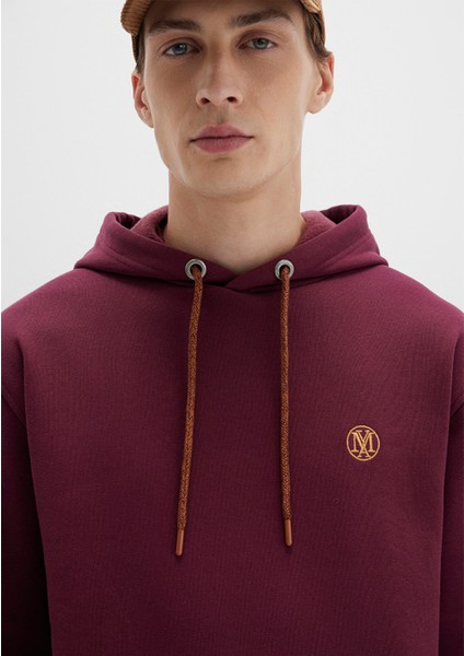 Mavi Logo Nakışlı Kapüşonlu Bordo Sweatshirt 065809-70426