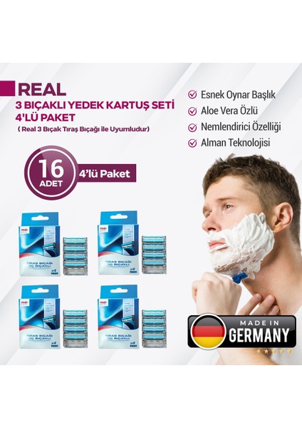 3 Bıçaklı Yedek Kartuş Seti 16 Adet 4 Paket