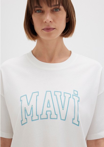 Mavi Logo Baskılı Beyaz Tişört 1611193-81964